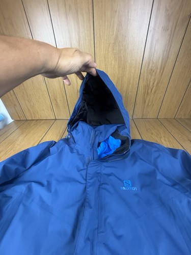Salomon Jacket Mens XL Advanced Skin Dry Double Layer Full Zip Pockets Blue Hood - Picture 2 of 22