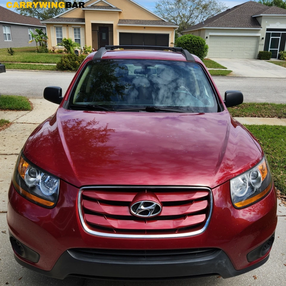 Fits Hyundai Santa Fe CM 2005-2012 Flush Roof Racks CrossBars Black Color - Image 3 of 4