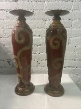 Vintage Metal Oriental Accent Candle Holders Home Decor