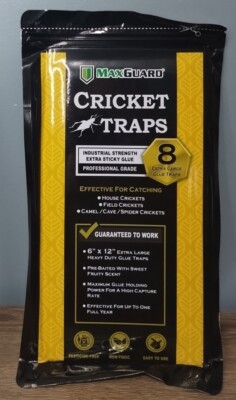 MaxGuard Extra Large Cricket Traps (8 Traps) | Non-Toxic Sticky White