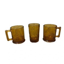 VTG Tiara/Jack and Jill Glass Amber Child's Mug  Drinking Glass Nursery Rhymes
