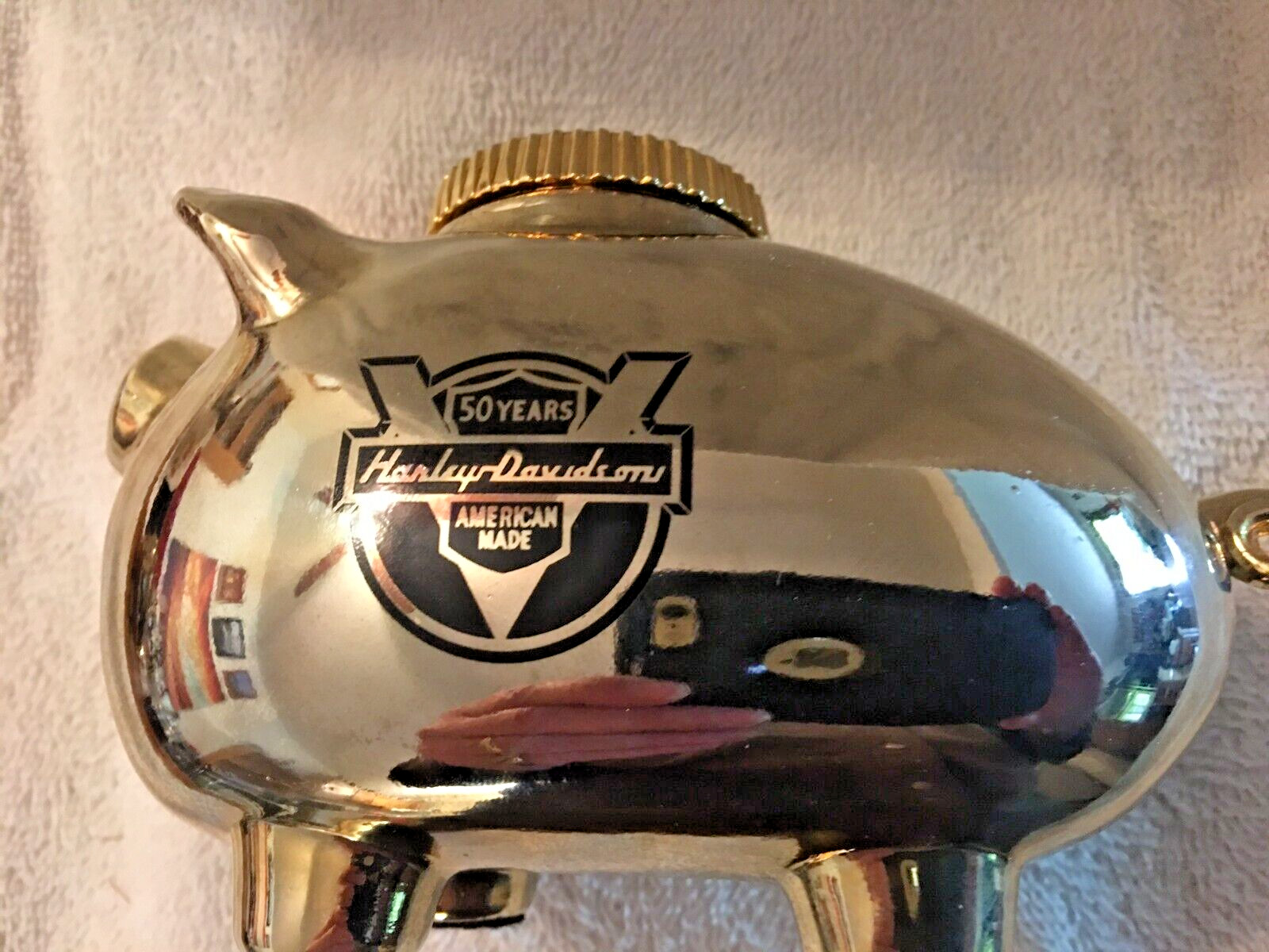 Vintage Harley Davidson 25th and 50th Anniversary Metal HOG Banks