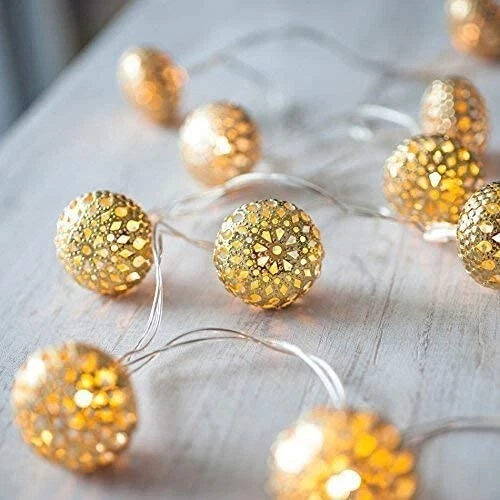 10 LED String Lights Plug-in Metal Ball, Connectable with Tail Plug - Image 2 of 4