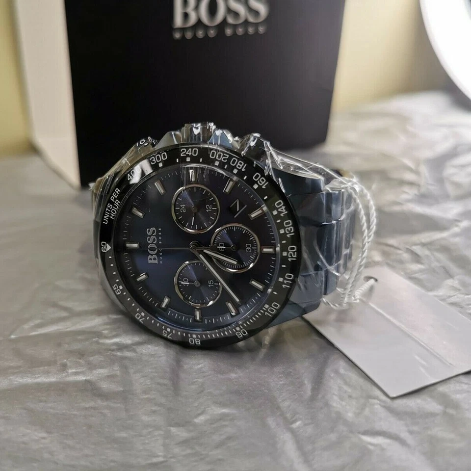 NEW HUGO BOSS 1513758 Hugo Boss Relo MEN'S STAINLESS BLUE STRAP & BLUE DIAL 45MM - Image 4 of 4