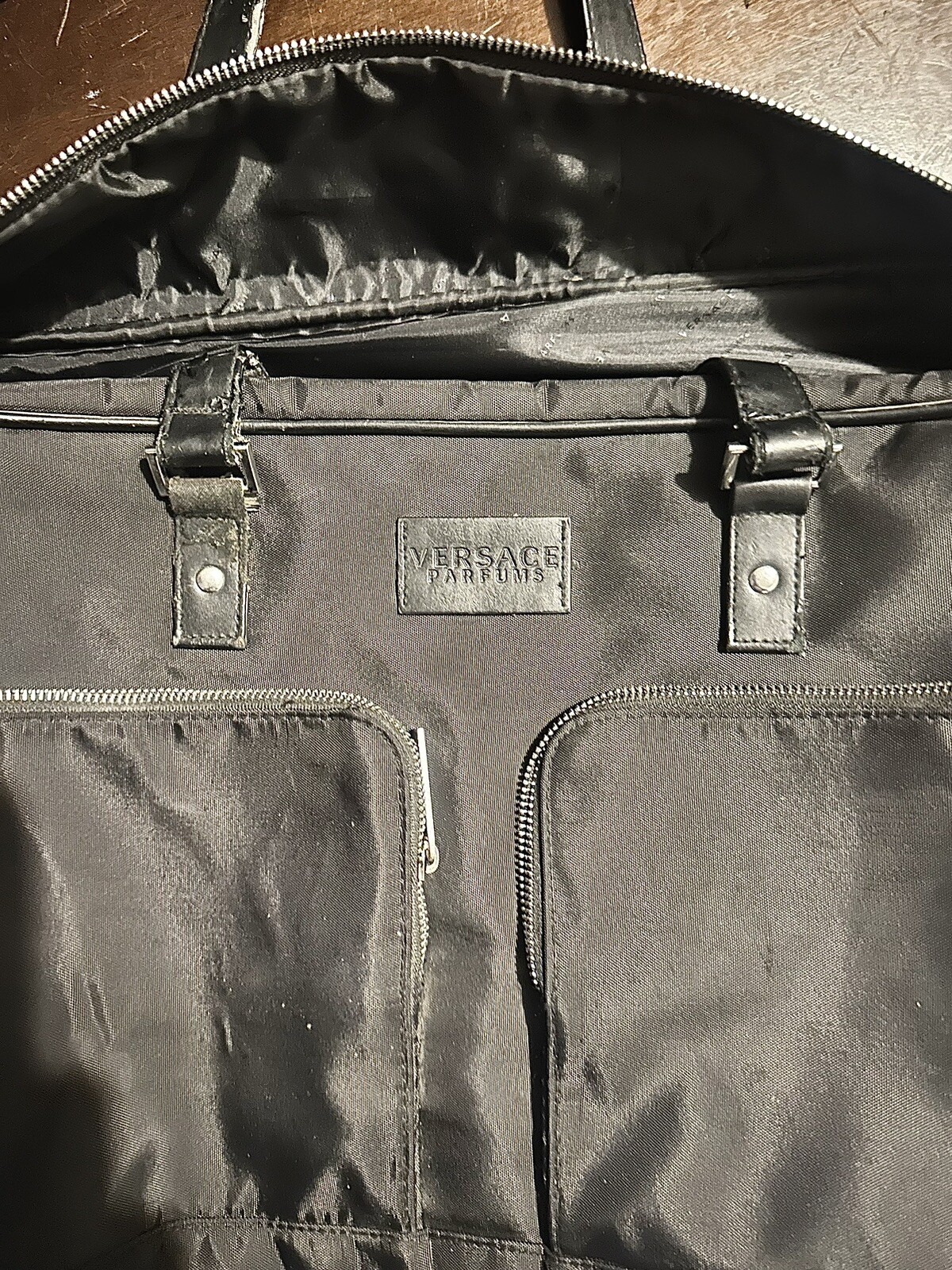 VERSACE Parfums Greca Black Duffle Bag Lg Overnight … Gem