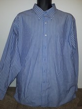 Arrow Blue Stripe L/S Dress Shirt 18 34/35 Wrinklw Free