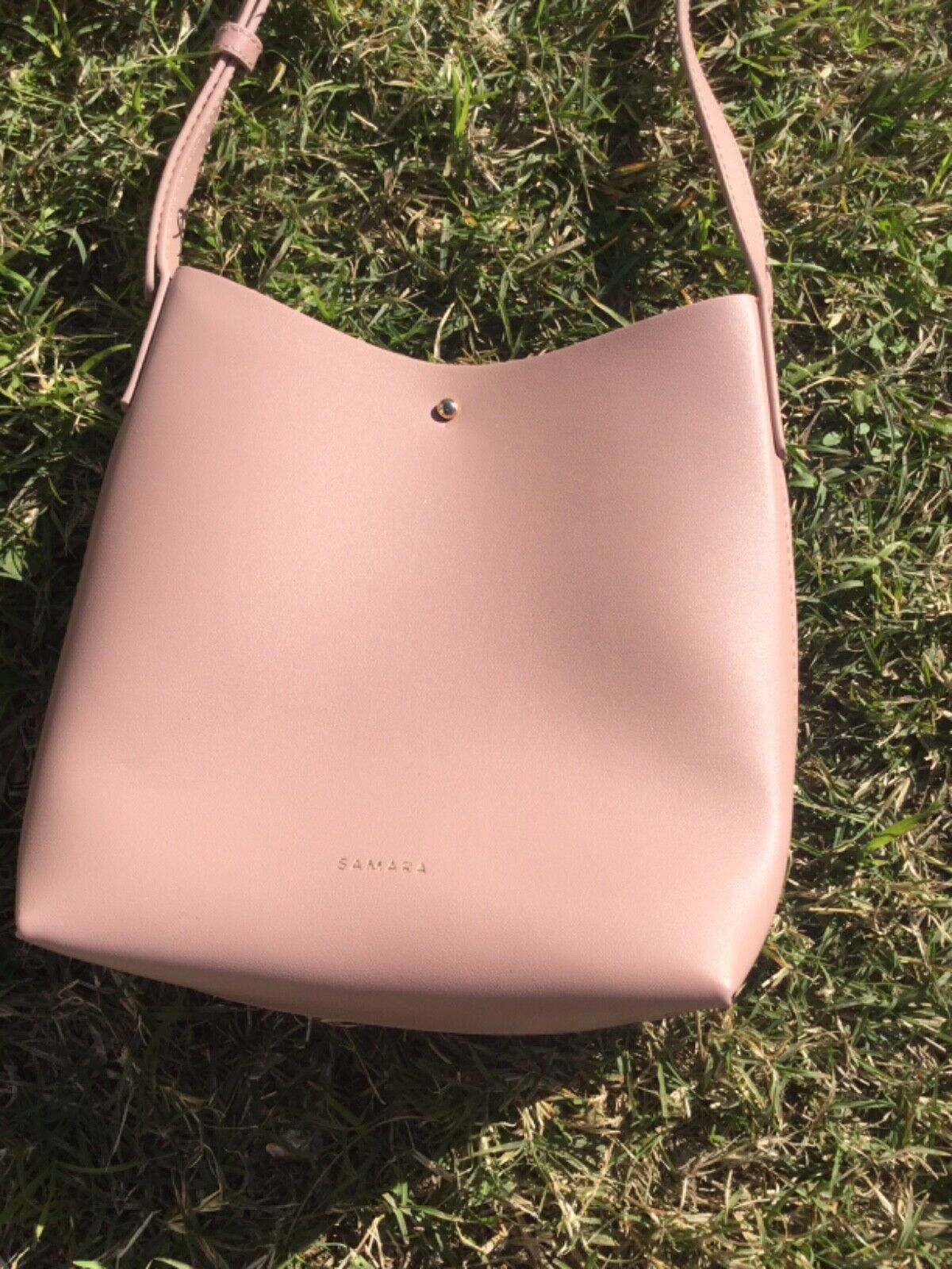 New Samara Metallic Pink Blush Over the Shoulder Cross Body Purse Bag  Adjustable