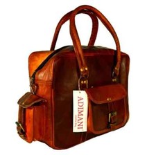 Bag Leather Duffel Travel Men Luggage Vintage Genuine Weekend Overnight 10"X13"