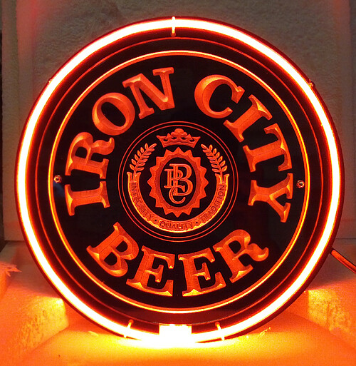 Iron City Beer 3D Carved Neon Sign Beer Bar Gift 12"x12" Light Lamp
