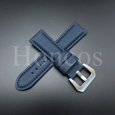 22MM Nylon Leather Watch Strap Fits The Blancpain X Swatch Atlantic Ocean D/Blue