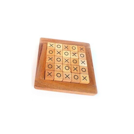 Asiatic Craft 5x5 Wood Tic Tac Toe Noughts and Crosses Board Game XOXO  Family Kids Adults