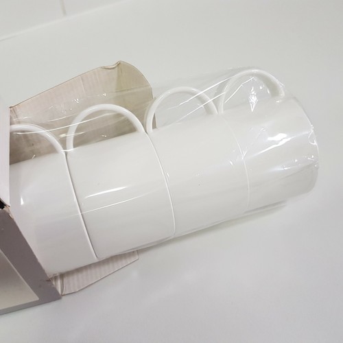Vtg design Decor Alfresco Plastic Stackable Mugs (4) cups white modular rare NOS - Bild 10 von 12