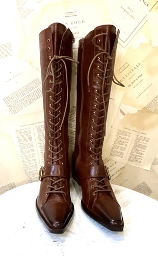 Free People Jeffrey Campbell Nelly Lace Up Tall Boots Light Brown Blush 39/9 NEW - Picture 5 of 10