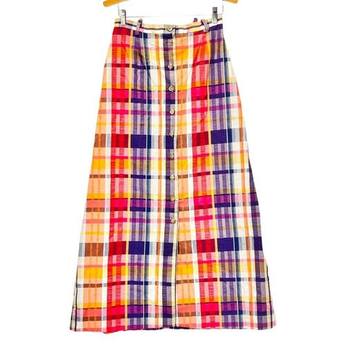 1970s Russ Plaid Seersucker Maxi 