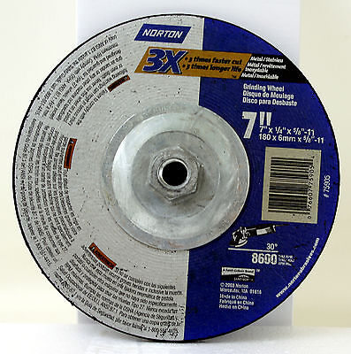 BX of 5 Norton 7" x 1/4" x 5/8"-11 Metal  Grinding Wheel 8600 Max RPM # 75905
