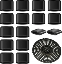 16 Pcs Rubber Non-Scratch Protective Silicone Feet Covers for Air Fryer Tray Bla