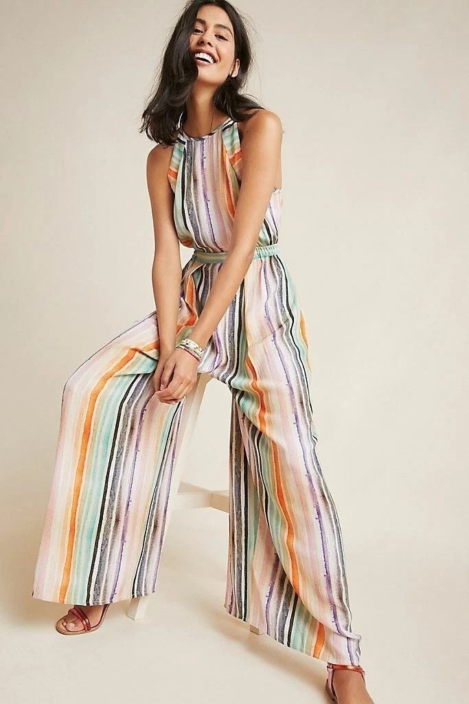 Anthropologie Blank London Size XS Gallery Row Striped Wide Leg Jumpsuit