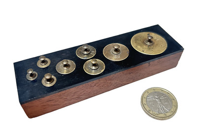  kleine Gewichtsbox Palisander und Ebenholz von 1 bis 50 g - Waage für Juwelier
