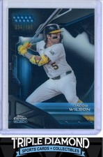 2026 Topps Chrome Black #173 Jacob Wilson Blue Refractor #034/150 A's AC308