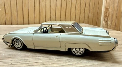 Vintage 1961 Ford Thunderbird Friction Car Lithograph interior Japan Tin Car