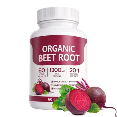 Organic Beet Root Capsules, Purely Natural, Supports Circulatory Wellness - Image 1 of 4