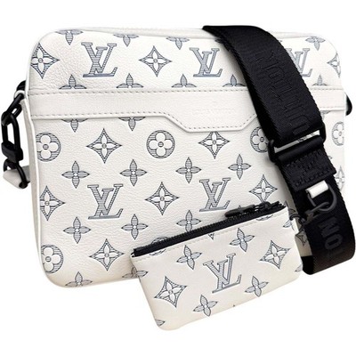 AUTH LOUIS VUITTON M24754 TRIO MESSENGER BAG WHITE MONOGRAM SHADOW