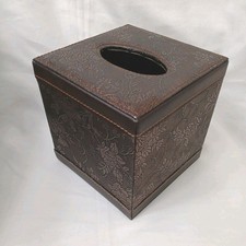Tissue Box Holder Textured Floral Design with attached bottom Square 6x6. NICE