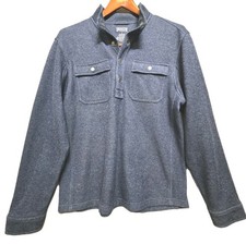 Duluth Trading Co Silver Lining Snap T Pullover Fleece Jacket Mens Size L Blue