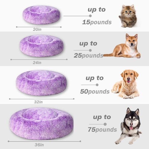 Calming Dog Bed for Medium Dogs, Fluffy Soft Cozy Cat Bed, Faux Fur Anti-Anxi... - Picture 6 of 6