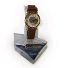 Vintage Disney Timex Watch 7 Dwarfs Rotating Dial Leather Band NEW BATTERY