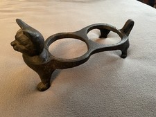 Ancien porte-eau plat surélevé en fonte noir chaton chat animal de compagnie *