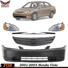 Front Bumper Cover Fascia Grille Assembly For 2001-2003 Honda Civic