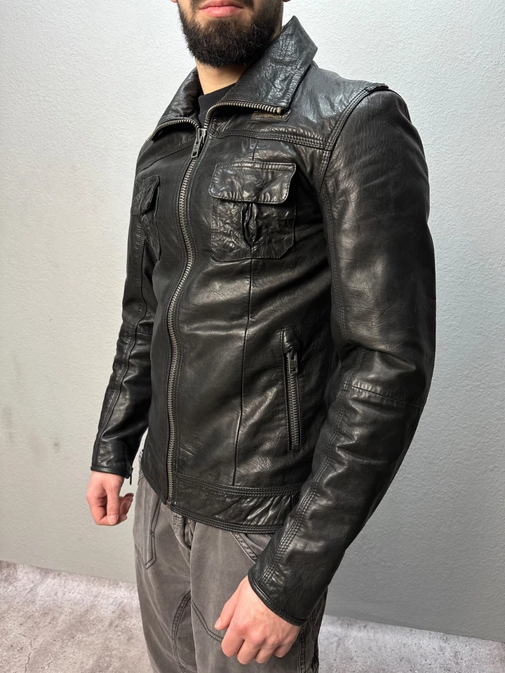 SUPERDRY Men's Leather Jacket Black Size S - Image 3 of 4