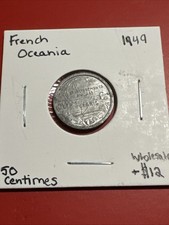 1949 French Oceania 50 Centimes BU - RARE World Coin - Combine Shipping - Bin 4