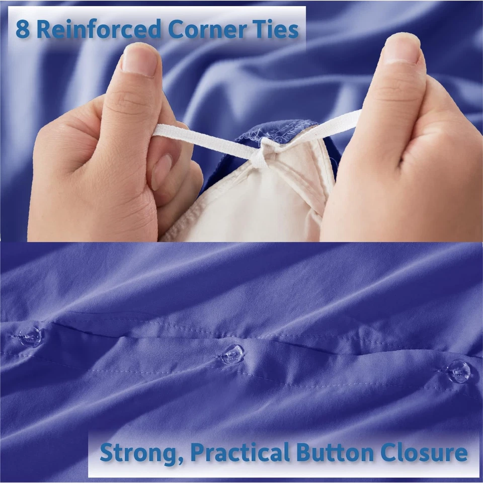 Funda nórdica Nestl azul real tamaño queen - Juego de funda nórdica suave queen, 3 piezas Foto 4 de 4