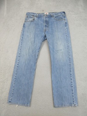 Levis 501 Jeans Mens 37x31 Blue Denim Straight Leg Button Fly Tagged 38x32