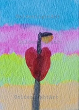 ACEO Original Watercolor Painting, 2.5 x 3.5 in, Light Heart.