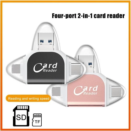 -1x Multi-Port 4 in1 Universal Card Reader, Memory Adapter Card Reader Q9O8