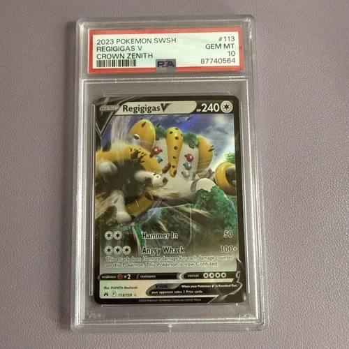 2023 POKEMON SWORD & SHIELD CROWN ZENITH #113 REGIGIGAS V PSA 10
