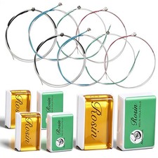 8 Pcs Violin Strings Universal Full Set g-d-a-e with 6 Pcs Violin Rosin Low...