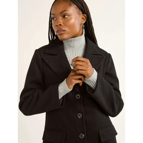 NWT Free Assembly Women’s Black Faux Wool Blend Long Coat Sz 4X (28W-30W) - Picture 4 of 7