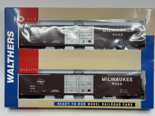 HO Walthers 932-23513 Miwlaukee Road Pullman 86’ Hi Cube Boxcar (paquete de 2) MILW | Zustand: Used