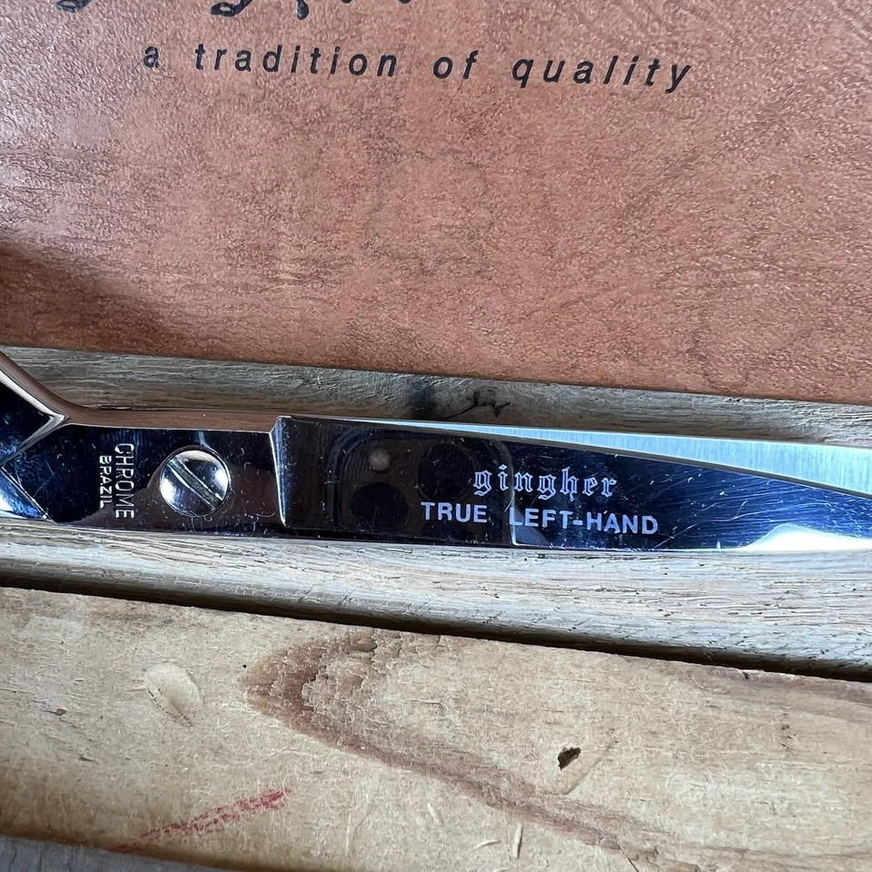Vintage Gingher Chrome True Left-Hand Scissors w/Box - Image 2 of 4