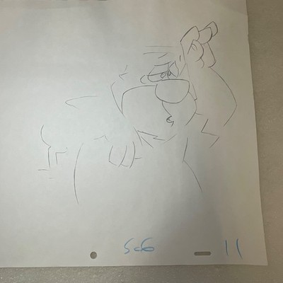 Animation Production Pencil Sketch Cartoon Caveman Character 12 in x 10 in