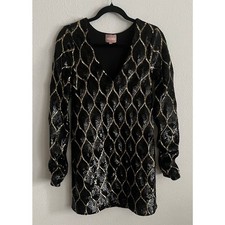 Show Me Your MuMu Black Gold Sequin Mini Dress Size S Sample NWOT