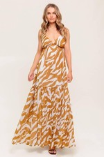 Dew Kiss Almond Woven Maxi Dress