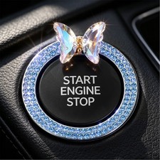 Car Start Button Decorative Ring - Bling Crystal Ignition Cover for Push Start