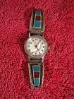 Vintage Timex ladies watch sterling silver turquoise wristband htf Old Jewelry