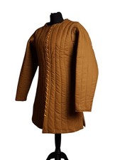 Handmade 350N Medieval Brown Quilted Gambeson Jacket Padded Cotton Armor Coat.