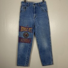 Boys Bugle Boy Size 16R W-28 Denim Graphic Jeans Vintage 80s 90s Collegiate